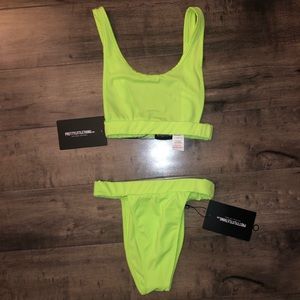 Neon Green High Waisted Bikini (Never Worn)